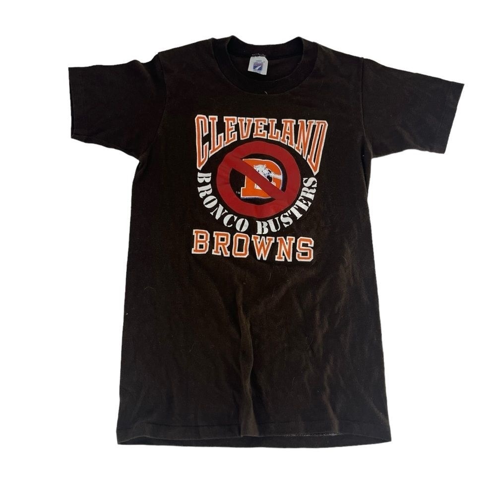 Vintage Cleveland Browns‎ Shirt Men Small Brown 80s Logo 7 Broncos Busters NFL